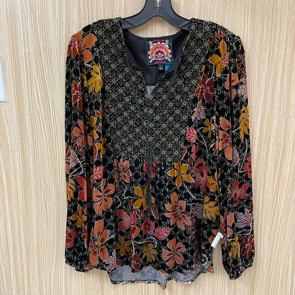 Johnny Was Black Print top size Small - Picture 1 of 6